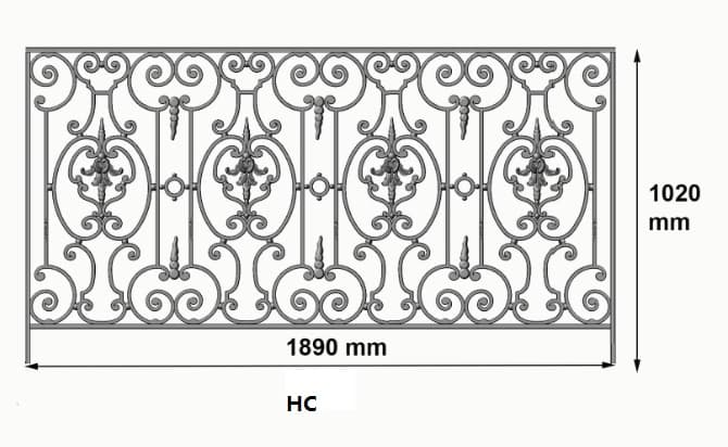 Balustrad, utsmyckad räcke i gjutjärn - Thumbnail 2
