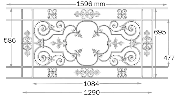 Balustrad, utsmyckad räcke i gjutjärn - Thumbnail 2
