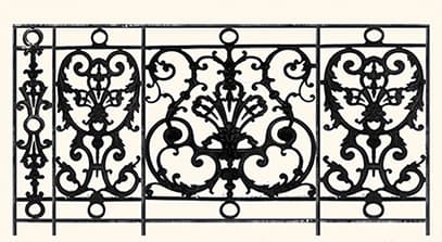 Balustrad, utsmyckad räcke i gjutjärn