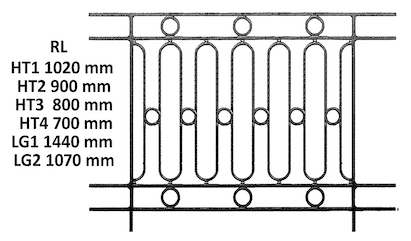 Balustrad, utsmyckad räcke i gjutjärn