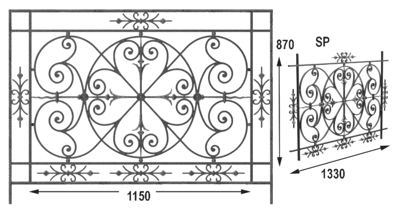 Balustrad, utsmyckad räcke i gjutjärn