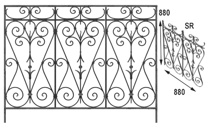 Balustrad, utsmyckad räcke i gjutjärn